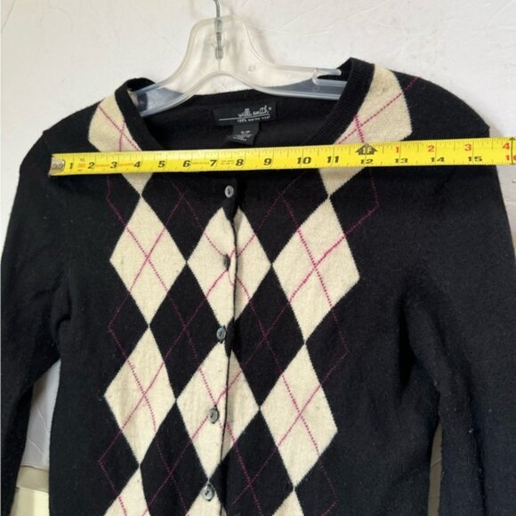 Willi Smith Vintage Y2K 100% Merino Wool Argyle Cardigan Sweater Preppy Minimal - Picture 12 of 15